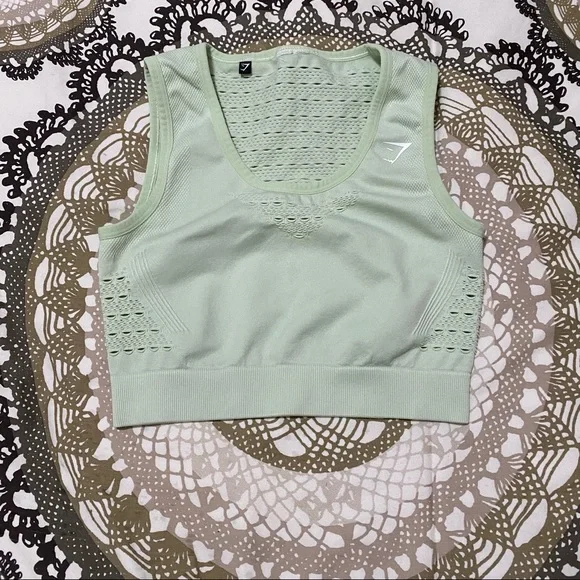 Gymshark Energy Seamless Crop Top-Mint Green - Picture 3 of 3